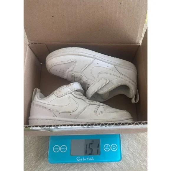 Nike Court Borough Low Little Kids Shoes Size 13C 2021 Classic All White RP $57 - Picture 6 of 8